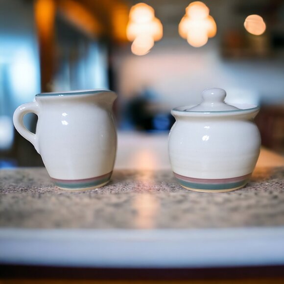 PFALTZGRAFF Vintage JUNIPER Cream Pitcher and Sugar Bowl w Lid Stonewear - Picture 2 of 4